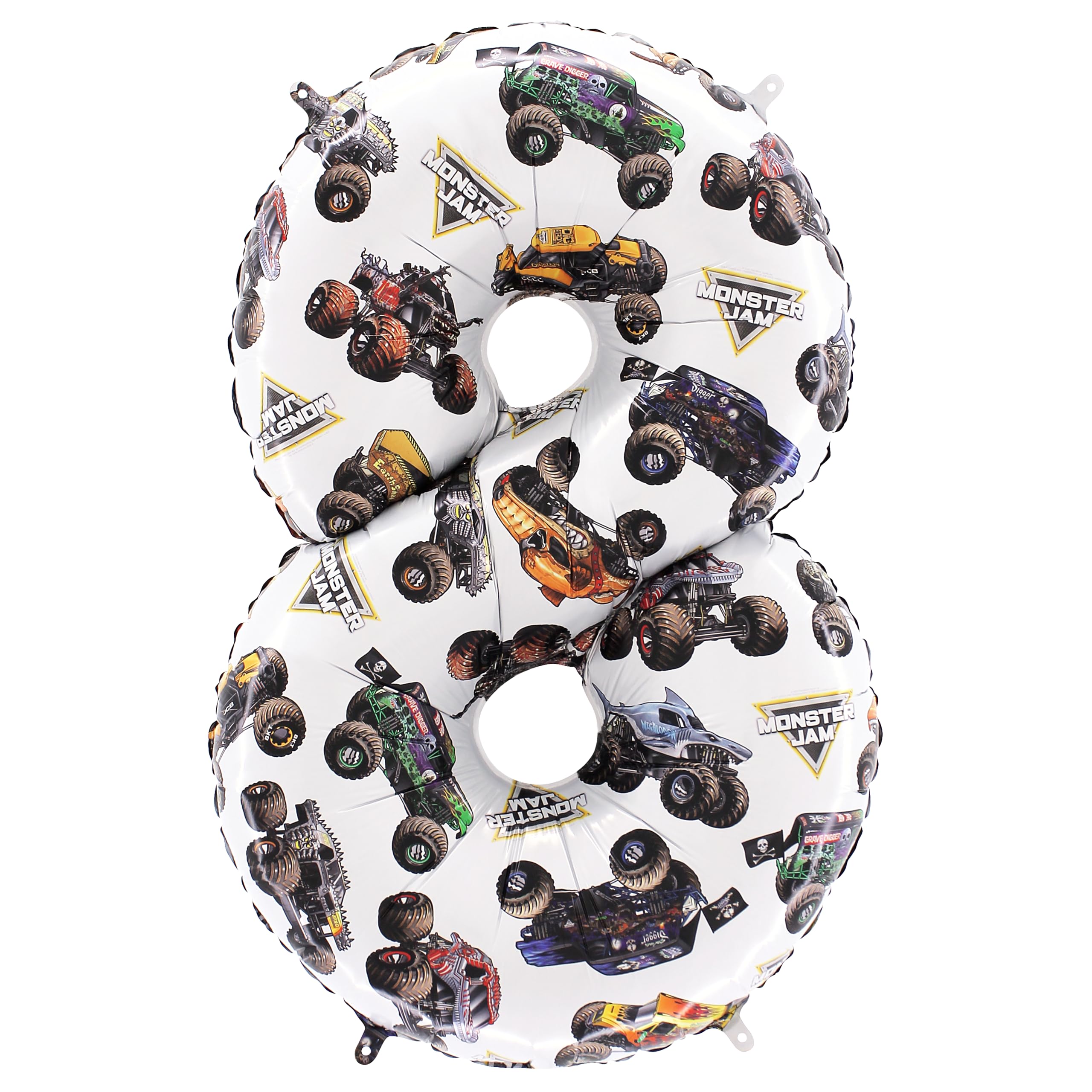 Toyland® 66cm (26”) Monster Jam™ Number 8 Foil Balloon - Large Monster Truck Birthday Balloon - Party Decoration, Air or Helium, Self Sealing