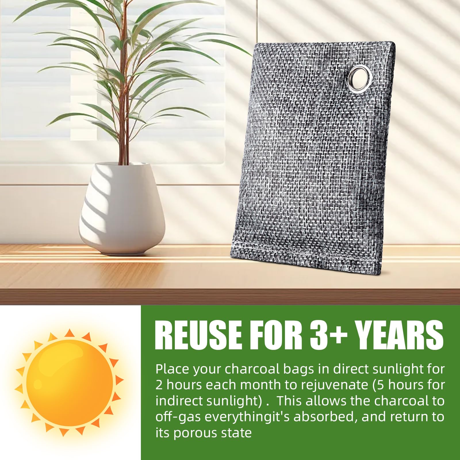 Activated Charcoal Odor Absorber 8 Pack, Natural Coconut Charcoal Air Purifying Bag for Strong Odor, Charcoal Bags Odor Absorber for Fresh Home Car Closet Smoke Room Musty Odor Eliminator Deodorizer