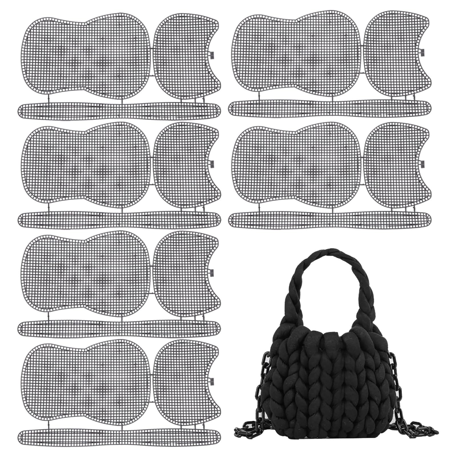 CHGCRAFT 6Pcs Plastic Mesh Canvas Sheets Bag Bottom Shaper Pads Purse Making Template for Acrylic Yarn Crafting Knit Crochet Projects for Yarn Crochet Embroidery Craft Black Sheets