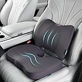FLORICH Car Seat Cushion and Back Support for Office Chair Memory Foam Chair Cushions Pressure Relief Seat Pads with Gel Massage Point Lumbar Support (Grey)