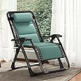 DoCred Comfy Folding Recliner Chair for Bedroom & Living Room, Ice Touch Folding Reclining Patio Lounge Chair with Removable Tray for Indoor Outdoor