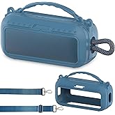 JCHPINE Silicone Cover Case for Bose SoundLink Plus Portable Speaker, Protective Soft Silicone Case with Carrying Handle and Shoulder Strap (Blue Dusk)