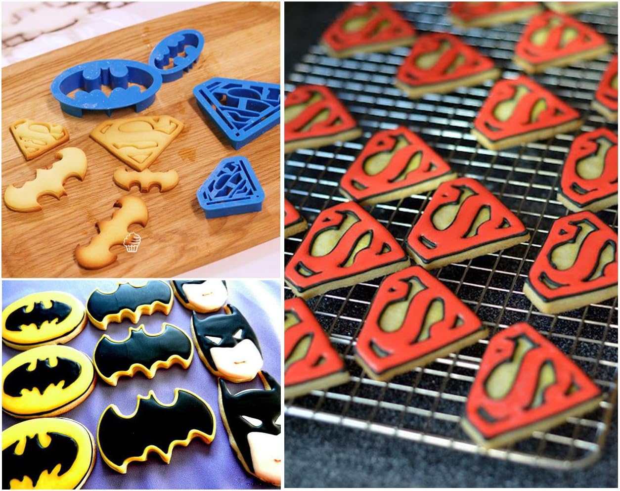 ilauke Superhero Superman Batman Cookie Cutters Mould Set of 4 Biscuit Pastry Fondant Cutters Cake Cupcake Decorating Tools for Kids and Adults - Image 5