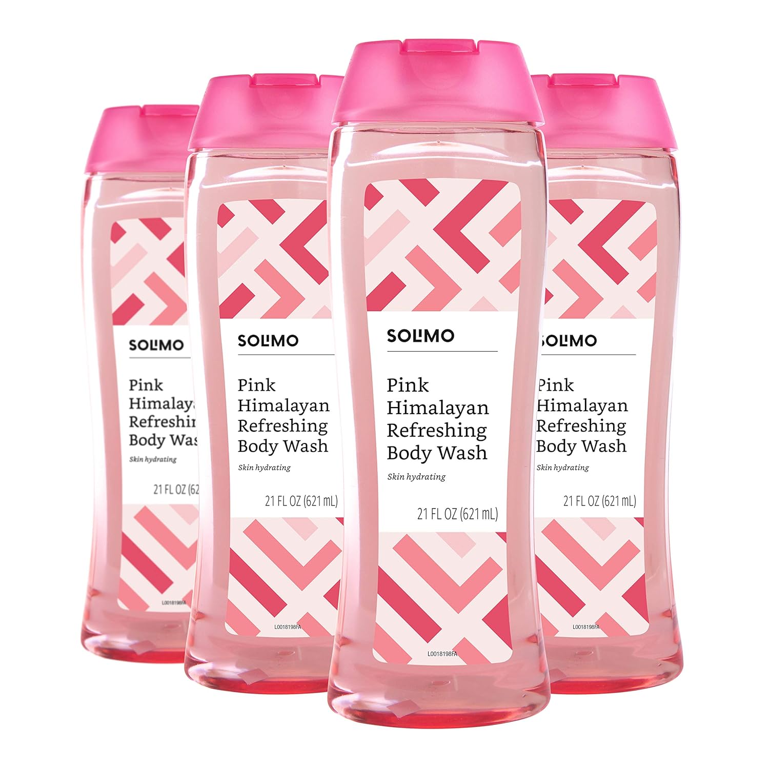 Amazon Brand - Solimo Body Wash, Pink Himalayan Salt and Water Lily Scent, 21 Fluid Ounce (Pack of 4)