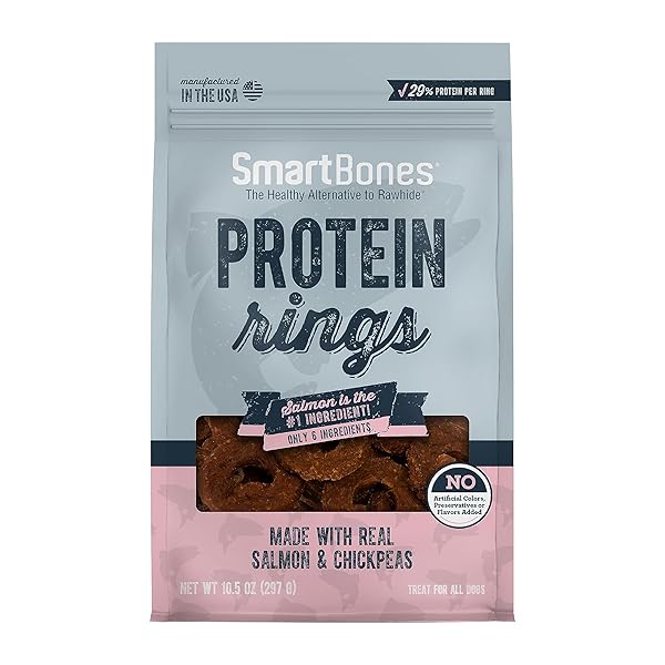 SMARTBONES PROTEIN RINGS WITH REAL SALMON AND CHICKPEAS, 10.5 OZ