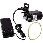 Enduro Sewing Machine Motor Kit with Foot Pedal &amp; Belt - 110 Volt, 100 Watt for Imported &amp; Domestic Home Sewing Machines (Black)