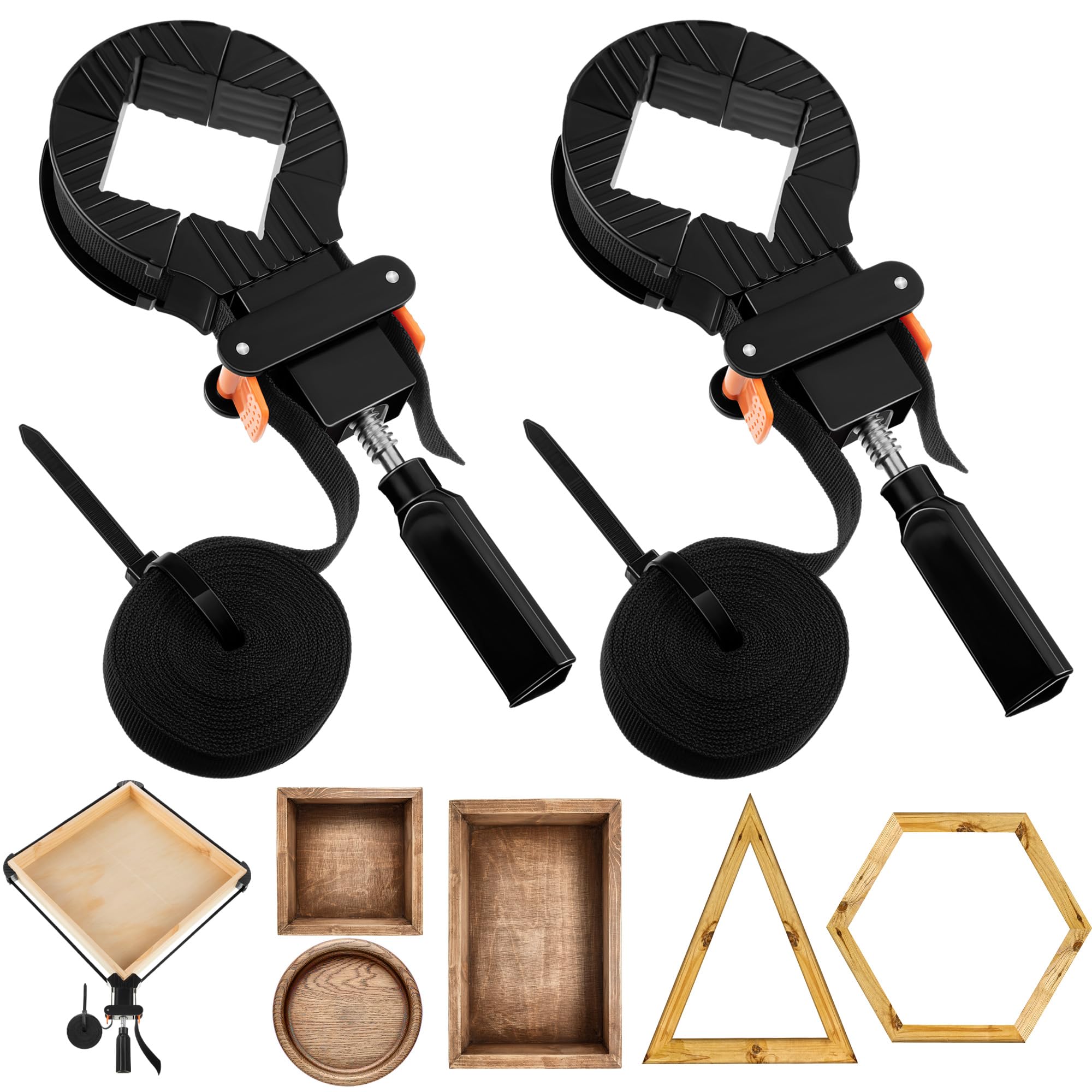 Photo 1 of Feekoon 2 Packs 13 FT Belt Band Strap Clamps for Woodworking, Quick Release Band Clamps with 4 Corner Claws, Thick and Sturdy Belt Clamp, Adjustable Picture Frame Clamp Tool