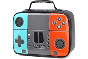 Tongtai Boys Lunch Box,Kids Gamer Lunch Box for School,Leather Insulated Thermal Meal Cooler Lunch Bag for Boys Kids Teen