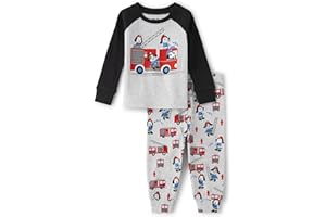 The Children's Place Baby Boys' Fire Dogs Long Sleeve Top and Pants Snug Fit 100% Cotton 2 Piece Pajama Set