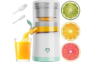 MOYAC Electric Juicer Rechargeable, Portable Orange Citrus Juicer Machines with USB and Cleaning Brush for Orange, Lemon, Citrus, Grapefruit, Apples