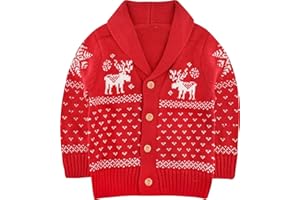 ZOEREA Toddler Unisex Baby Button-up Cotton Coat Deer Christmas Cardigan Sweater