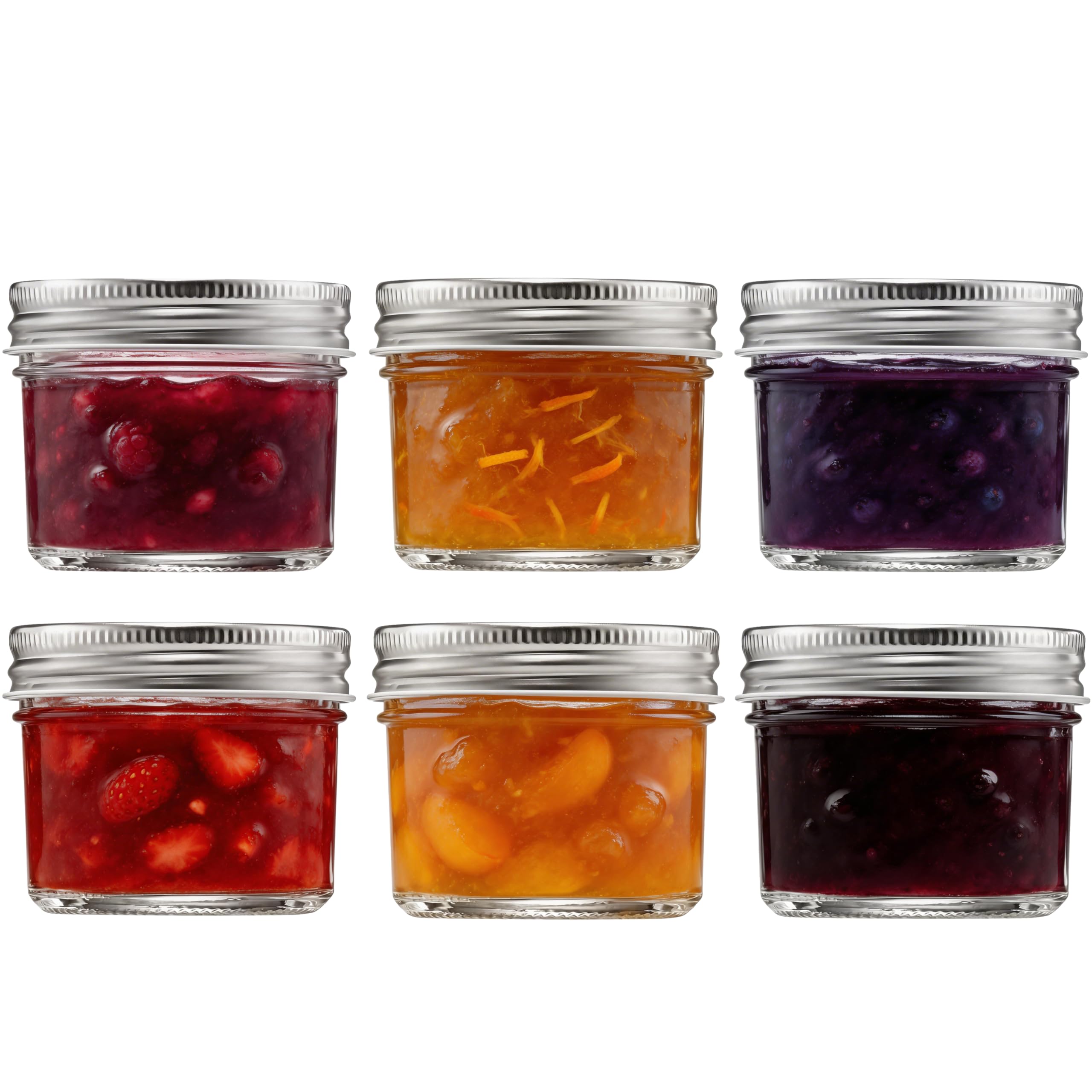 Danmu Art 6pcs 100ml Small Glass Jars with Aluminum Screw Top Wide Mouth Small Glass Jars for Chutney,Yogurt Pudding,Spices,Wedding favours (Silver)