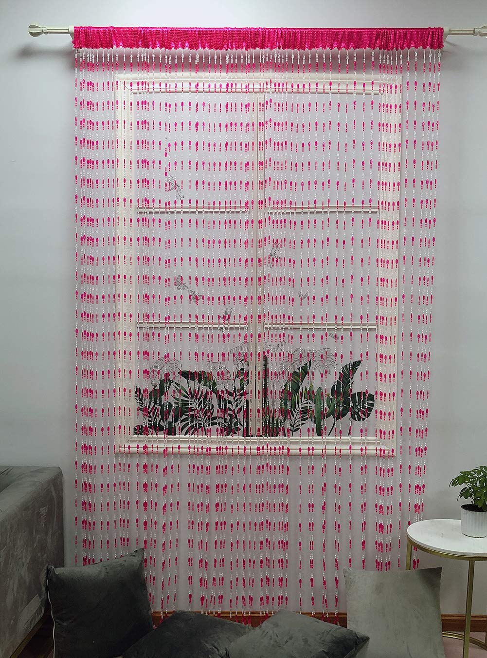 ZiDeTang Acrylic Beaded Door Curtain Décor Tassel Room Divider Curtain for Doorway (Rose, 100cm by 195cm)