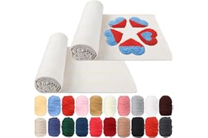 Bulyoou 22 Pcs Starter-kit Tufting Yarn Tufting Cloth Set Monk Cloth Includes 20 Rolls Tufting Yarn 2 Pcs 35 x 40 Inches Tufting Cloth for Beginners Arts and Crafts Rug Tufting Carpet