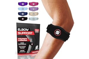 SS SLEEVE STARS Sleeve Stars Tennis Elbow Brace for Women - Adjustable Tennis Elbow Strap, Golfers Elbow Brace for Men, Counterforce Brace for Tennis Elbow for Tendonitis Relief, Fits 9"-23" (Single/Black)