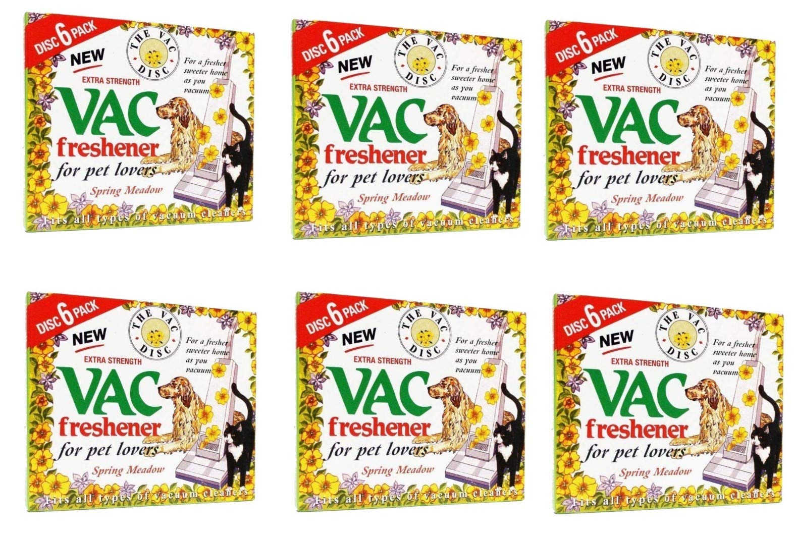 FIND A SPARE 6 Pack Vac Fresheners Spring Meadow Extra Strenght For Pet Lovers (Spring Meadow, 36)