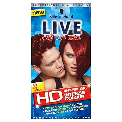 3 x Schwarzkopf Live Color XXL Colour Intense Permanent Coloration 43 Red Passion