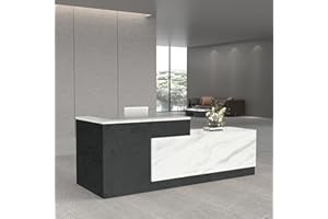 YTElantivo L-Shaped Reception Desk with Counter and Lockable Drawers and Storage,Modern Front Desk Reception Counter for Checkout, Lobby, Beauty Salon (Cloud Black_I, Right_78*24 * 41IN)