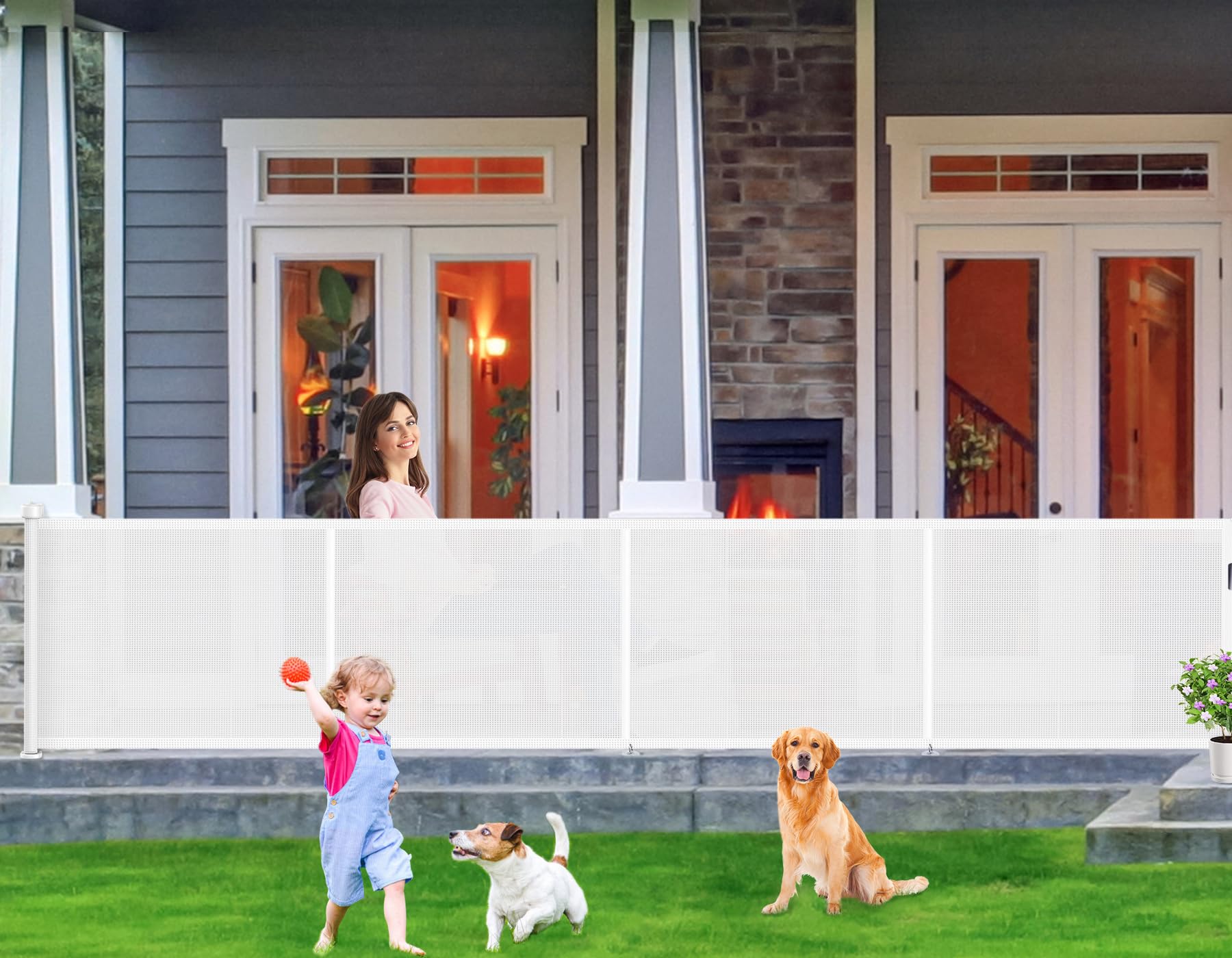Photo 1 of Upgrade 180 inch Retractable Baby Gates, EZIGO Extra Wide Baby Gate for Large Opening Extra Long Mesh Gate for Kids or Pet Dog Gate Child Safety Gate for Stairs Hallways Doorway Indoor Outdoor, White