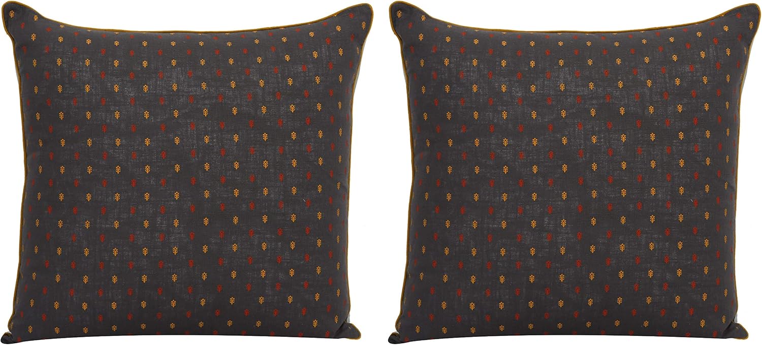 Buy POSA Homes Cotton Printed Cushion Cover 16 x 16 Inches (2, Grey