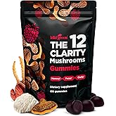 KIKI Green 12 Mushroom Supplement Gummies - Lion's Mane, Cordyceps, Chaga, Reishi, Turkey Tail & 7 More for Memory, Focus, Immunity - 60 Mushroom Gummies for Adults with Raspberry Flavor 10:1 Extract