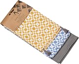 Penguin Home Set of 3 Recycled Cotton Tea Towels Grey Ochre Blue 50x70cm view 9