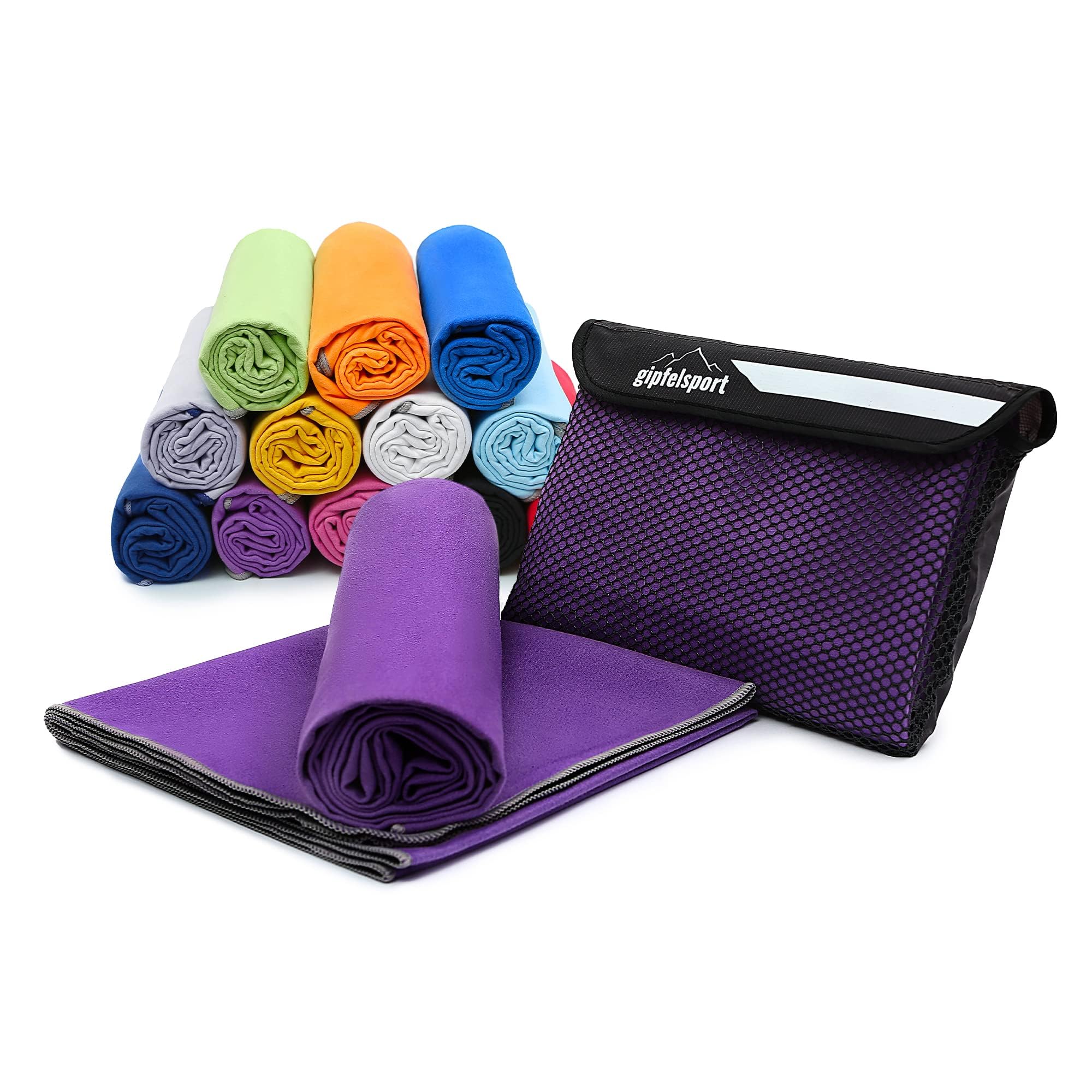 gipfelsport Microfibre towel | Microfibre bath towel, travel towel, beach towel | Quick-drying, ultra-light, space-saving | Purple | S(80x40cm)