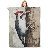VANZEV Red-Headed Woodpecker Blanket, Vintage Bird