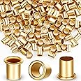 Dunzy 150 Pieces 1/4 Inch Shelf Pin Sleeves Cabinet Shelf Pins Shelve Reinforcement Grommets for Kitchen Furniture Bookshelf Shelve Support Pegs (Brass)