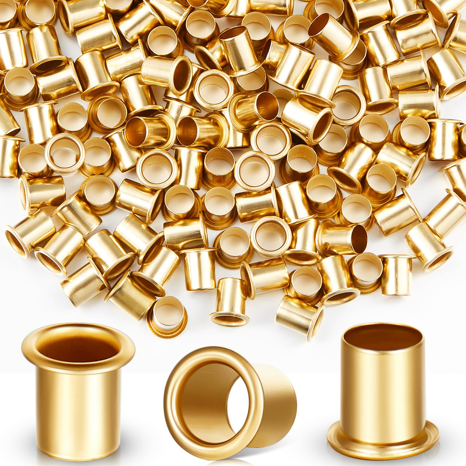 Photo 1 of Dunzy 150 Pieces 1/4 Inch Shelf Pin Sleeves Cabinet Shelf Pins Shelve Reinforcement Grommets for Kitchen Furniture Bookshelf Shelve Support Pegs (Brass)