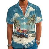 Funny Neon Hawaiian Shirt for Men Button Down Tropical Beach Aloha Shirt Summer Holiday Glow Party Outfits