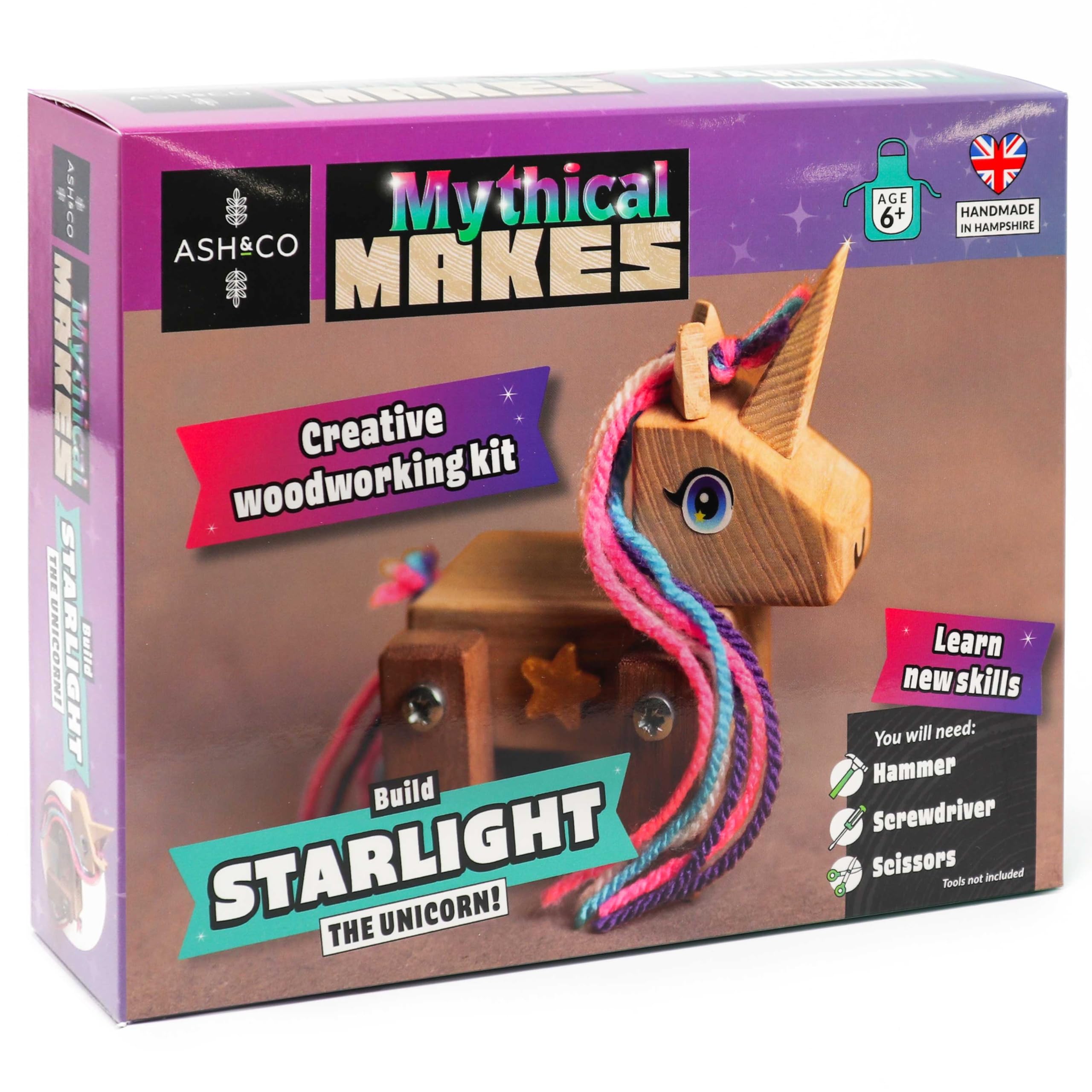Ash & Co Mythical Makes Woodwork Kit for Kids | Build Your Own Unicorn Model | Fun Wood Craft Kit for Age 6+ (Starlight the Unicorn) — image 1