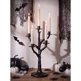 NUPTIO Black Candelabra 5-Arm Halloween Candle Holder Resin Tree Decor | 5 Arm Gothic Centerpiece for Candlesticks Weighted Base Iron-Lined Cups Easy Assembly 15.7
