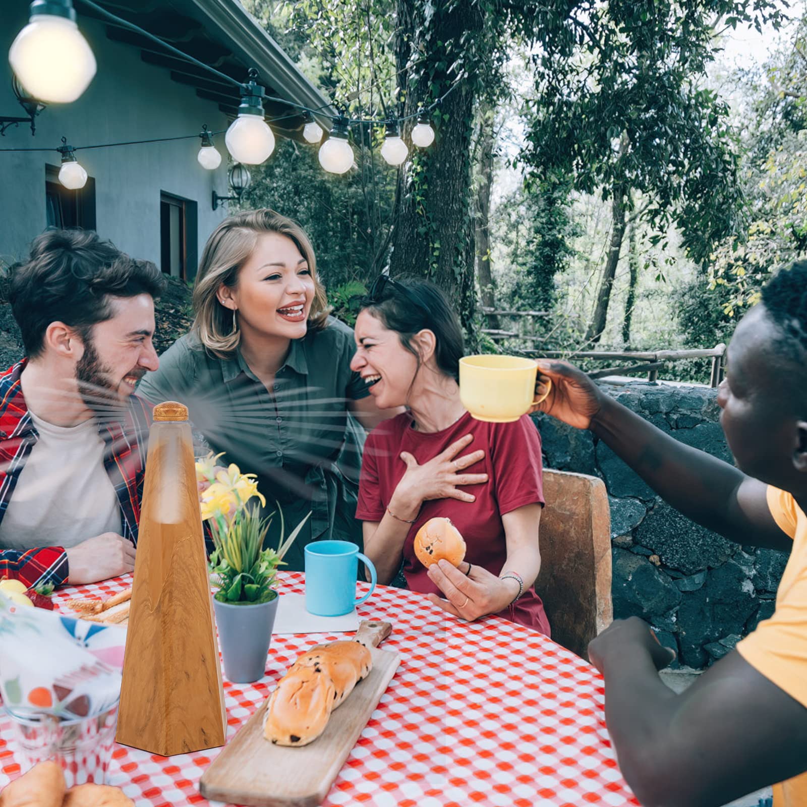 Yoiemivy Portable Fly Fans for Tables to Keep Your Food/Meal Clean for Outdoor, Indoor, Picnic, Dinner and Classroom, Wood Grain, 4 Pack
