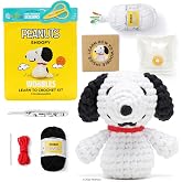 The Woobles Peanuts Snoopy Beginner Crochet Kit with Scissors Kit | As seen on Shark Tank, Officially licensed Peanuts, Scissors Kit included, Easy Peasy Yarn, Custom Snoopy hook, Videos