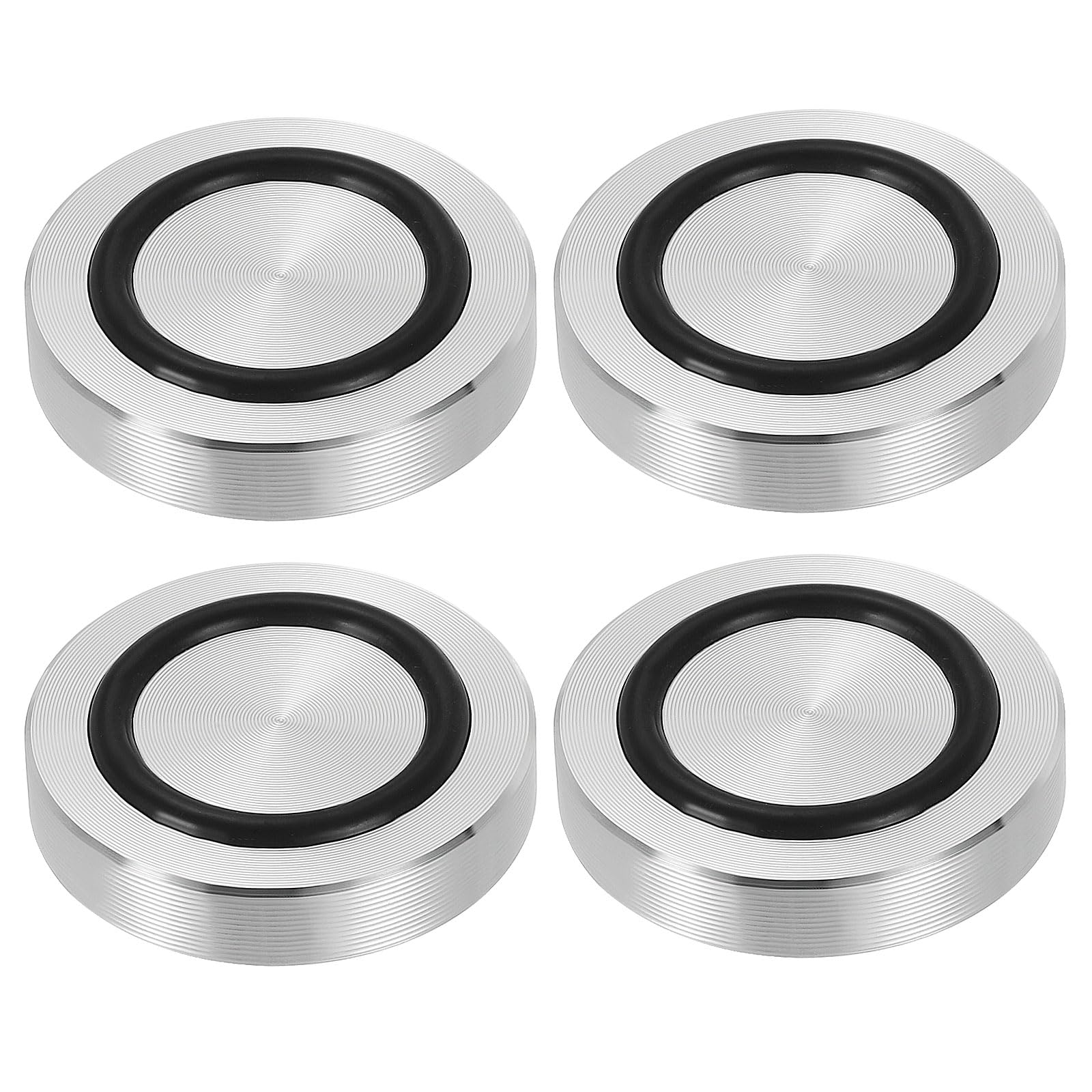 PATIKIL M8 Thread 40mm / 1.6" Dia 8mm Thick Aluminum Circle Disc Glass Top Adapter 4pcs Round Solid Table Feet Pad Plate Hardware with Anti-Slip Rubber Ring