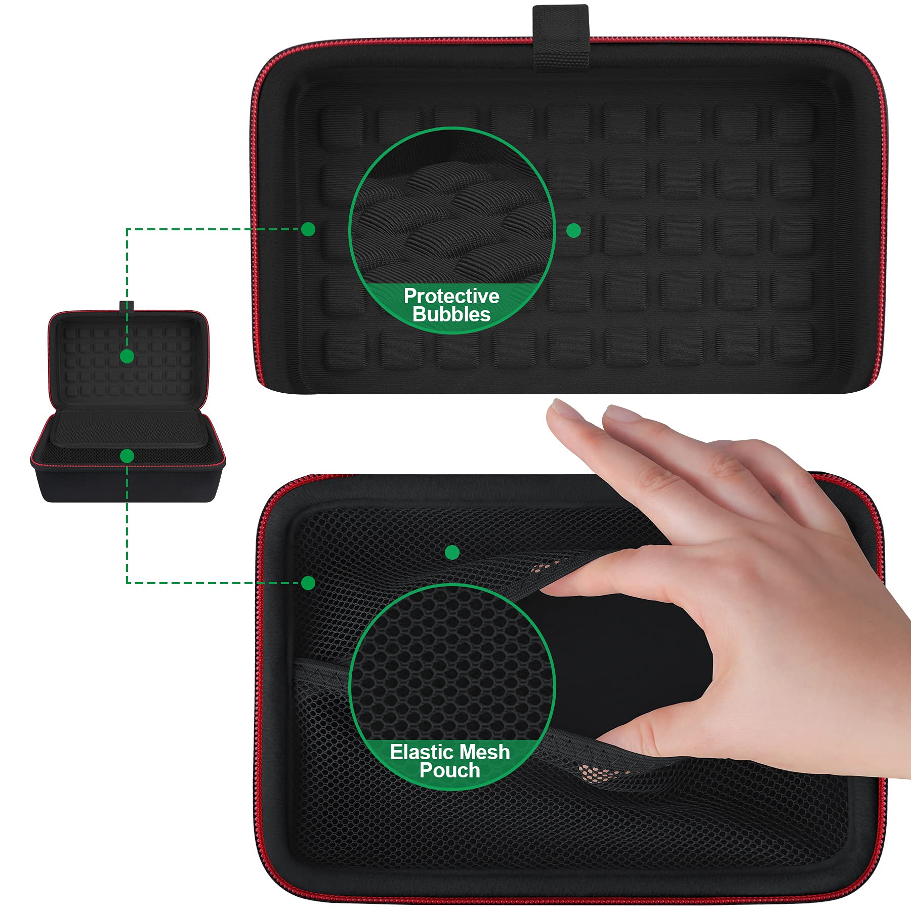 BOVKE Hard GPS Case for 8 Inch Garmin dezl OTR800 / dēzl OTR810 / DriveSmart 86 / Garmin RV 890 GPS Navigator System, Extra Space fit Charger, Friction Mount, USB Cables Accessories, Black+Black