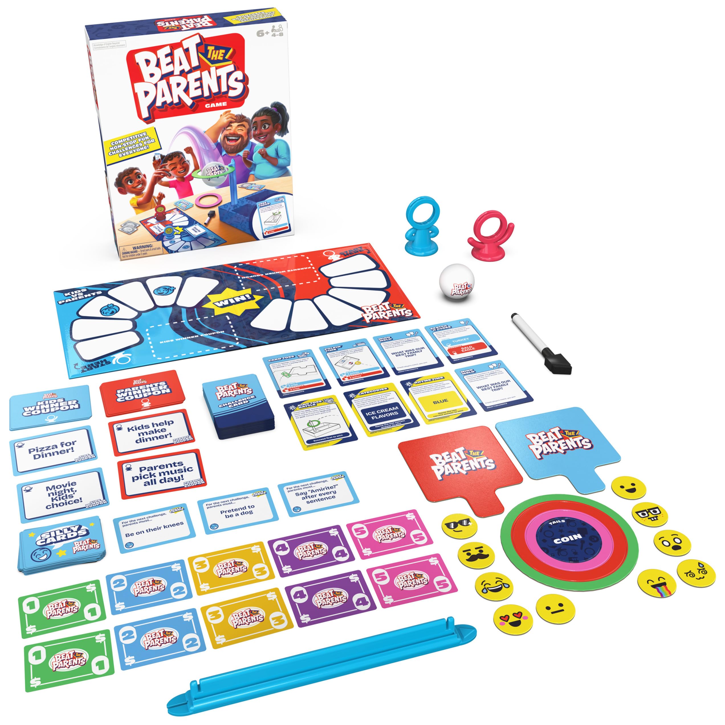 Spin Master Games, Beat The Parents, 2025 Edition with New Challenges & Cards, Friendly Competition Family Game, Family Game Night, 4-8 Players, Stocking Stuffer Gift Ideas for Ages 6 & Up