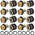 Hourleey Garden Hose Quick Connect, 3/4 Inch Male and Female Garden Hose Fitting Quick Connector (8 Sets)