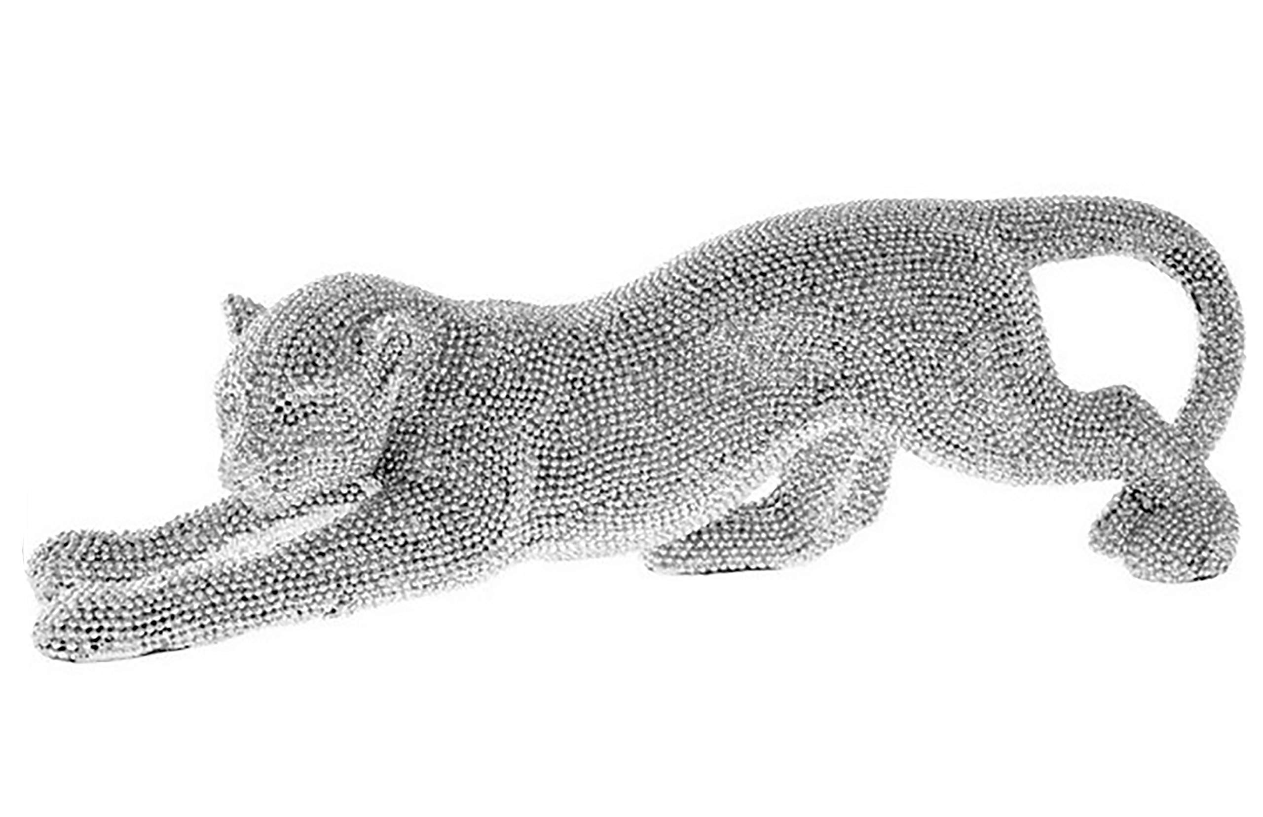 Silver Art Diamante glittering Cheetah Leopard Ornament Decoration (Large)