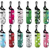 Bencailor 12 Pcs Golf Ball Tee Holder Neoprene Golf Ball Pouch Carry Bag Portable Neoprene Accessories for Women Keychain Belt Clip Bag Gifts Ladies Golfer