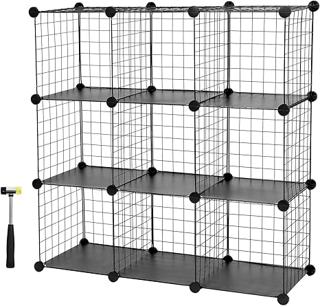 Amazon Songmics 収納棚 メタルラック ワイヤーボックス 組立簡単 Diy可能 9ラック 30 30cm 耐荷重 ラックあたり10kg 小物も置ける オープンラック ディスプレイラック ワードローブ おしゃれ ブラック Lpi115h 収納家具 オンライン通販