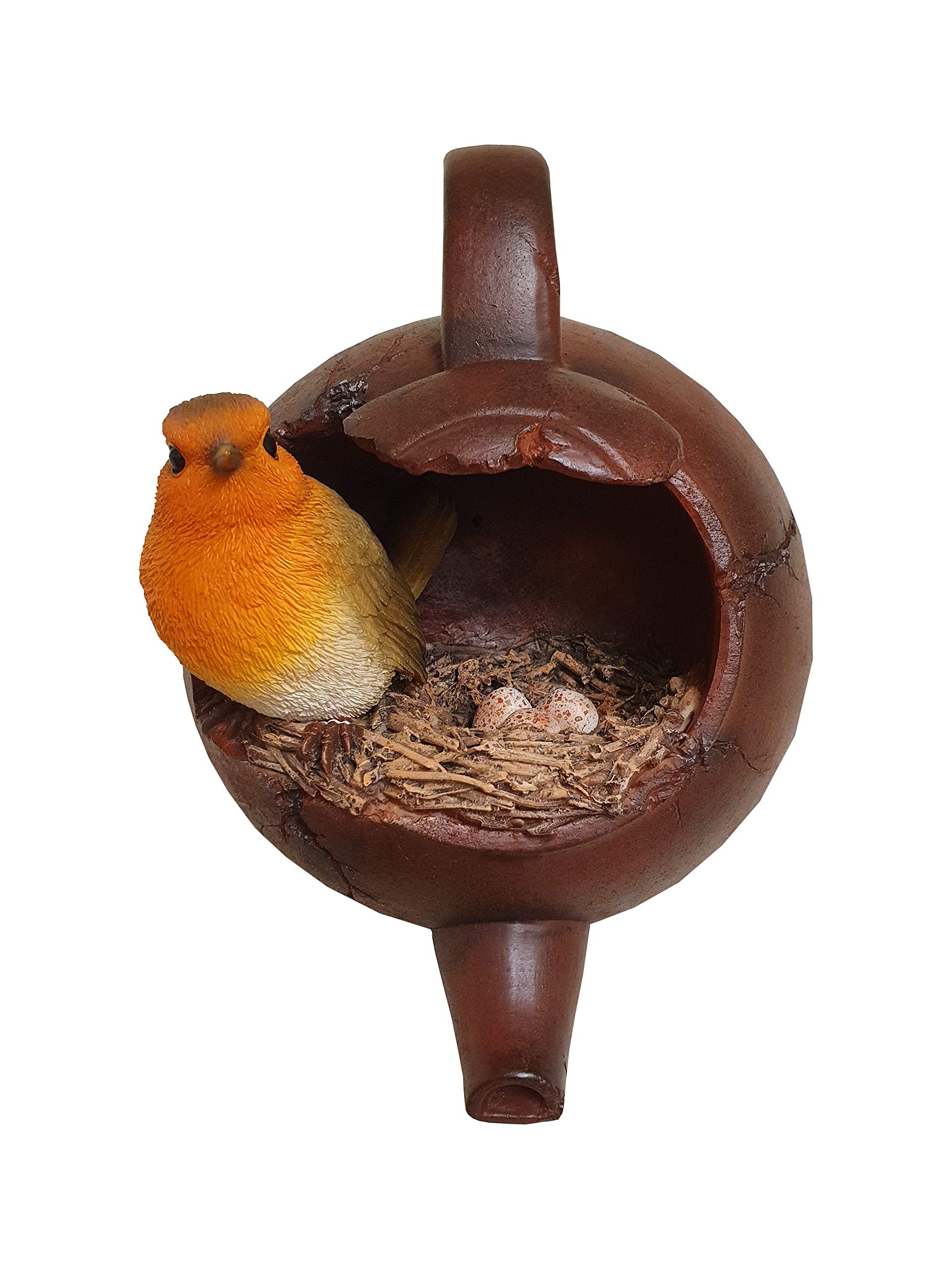 Vivid Arts Wall Hanging Robin Nested in Teapot Home or Garden Decoration (HGF-013)