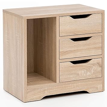 Kadimadesign Night Console Sonoma 3 Drawers 1 Storage Compartment