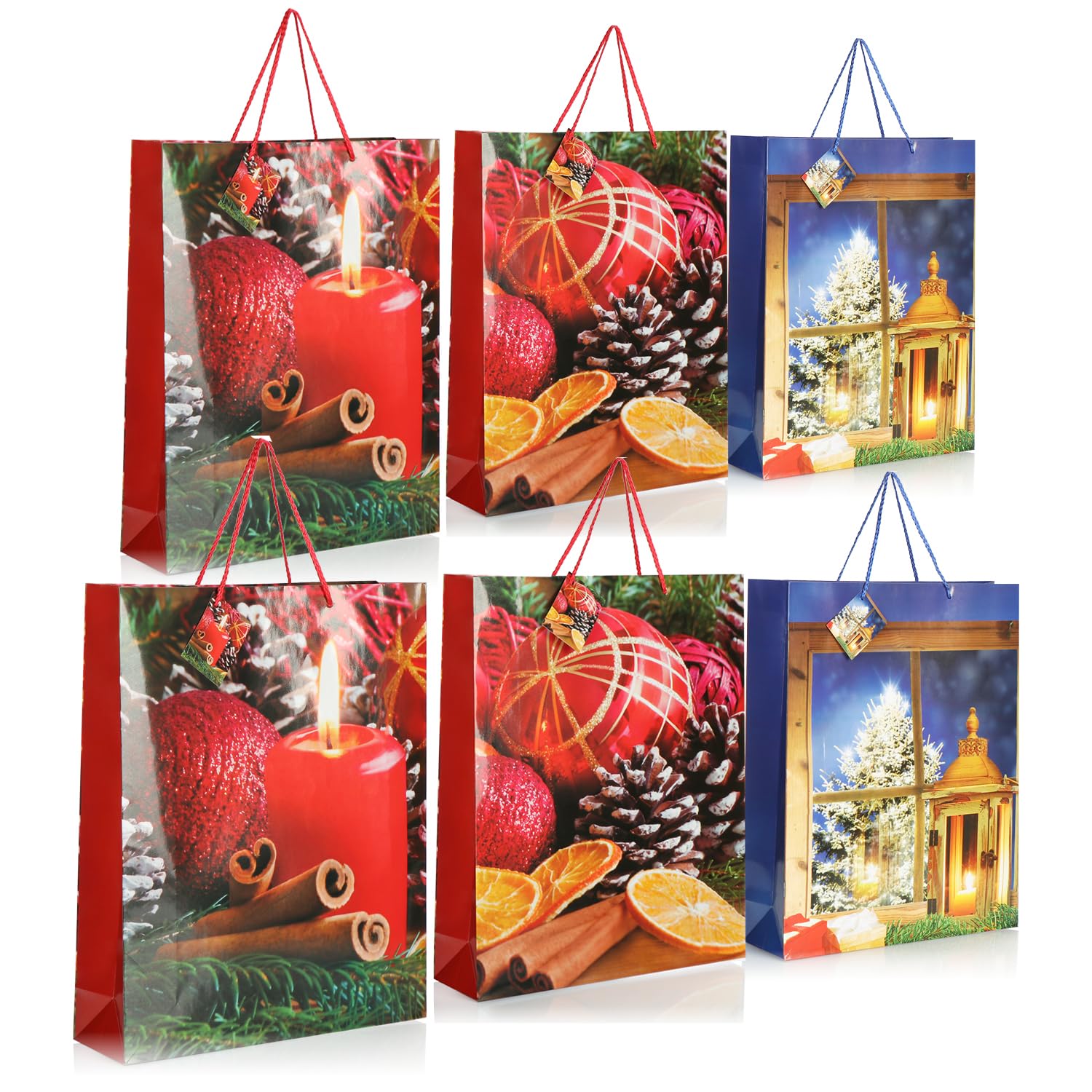 com-four® 6x gift bag for Christmas, Santa Claus and Advent - gift packaging 42cm - XXL gift bag with Christmas motifs - gift bag made of paper (06 pieces - XXL)