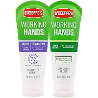 O'Keeffe's Working Hands Hand Cream, 3oz Tube and Working Hands Night Treatment Hand Cream, 3 Ounce Tube