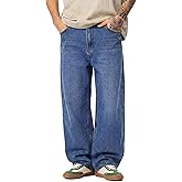 JMIERR Mens Baggy Jeans Casual Relaxed Fit Wide-Leg Denim Pants Loose Streetwear Trousers