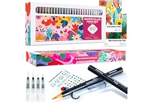 AOTEMOON Art Supplies Gifts for Girls Teens Beginners, 60 Watercolor Pens Set Includes 52 Vivid Colors Real Brush Tips, Paint Markers Set With 4 Blendable Pens, Watercolor Book and Coloring Book