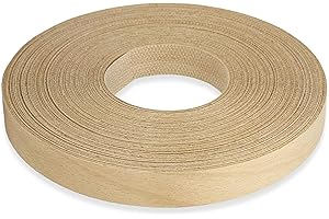 Birch Veneer Edge Banding 1-1/2 inch x 25 ft Pre Glued Wood Adhesive Edging Paintable Trim Tape Iron On Flexible Strip Roll C