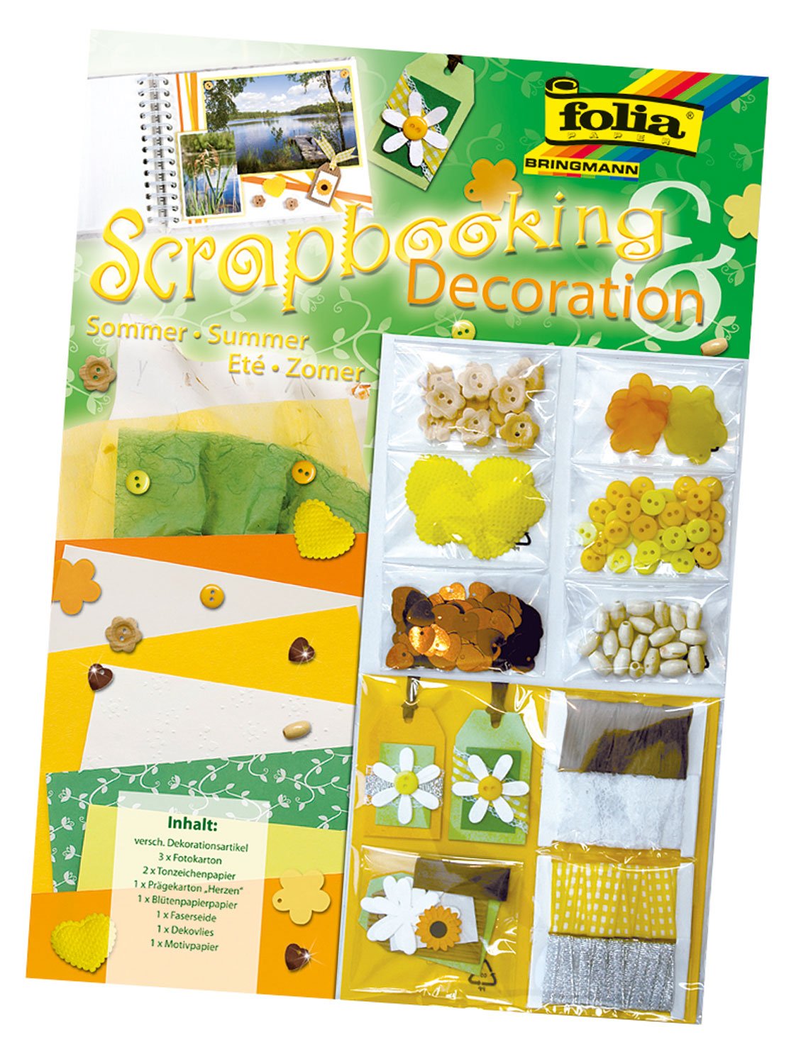 Folia 12100 Scrapbooking Decoration Set Summer Multi